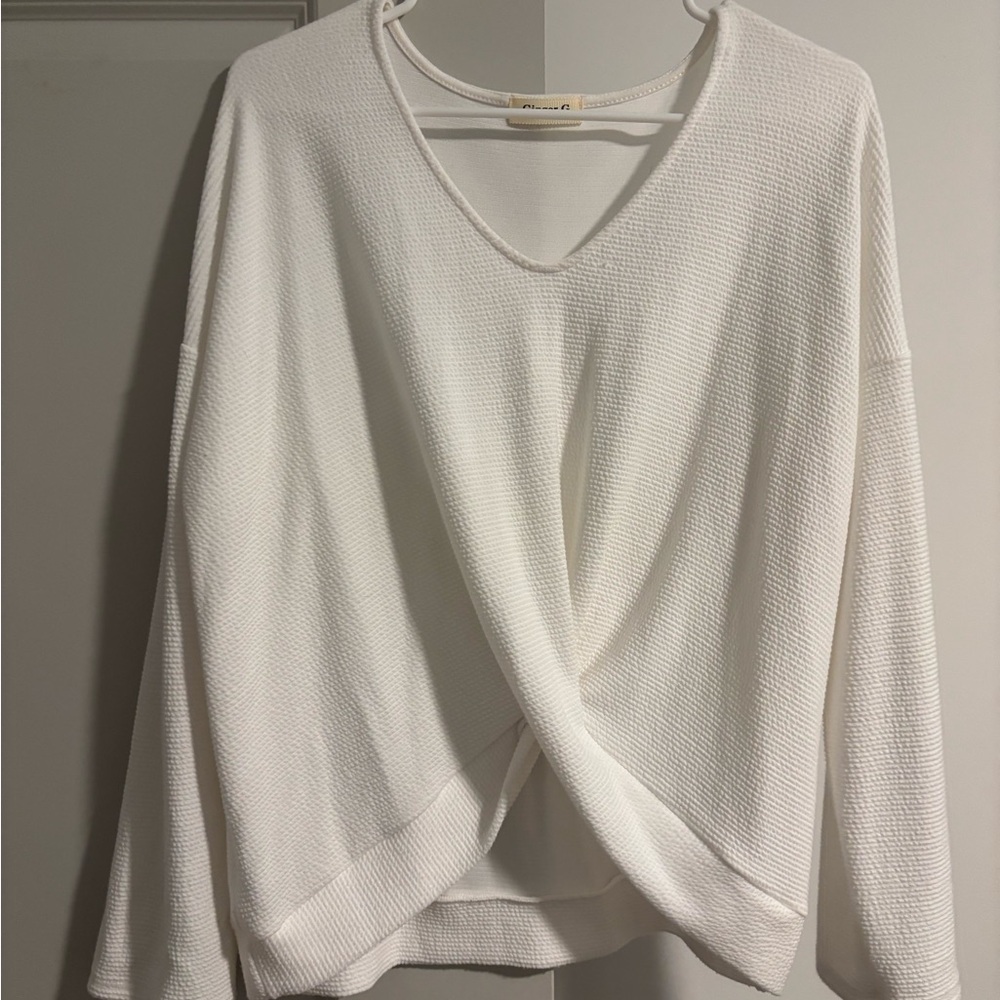 Ginger G Cream Ribbed Knit Top